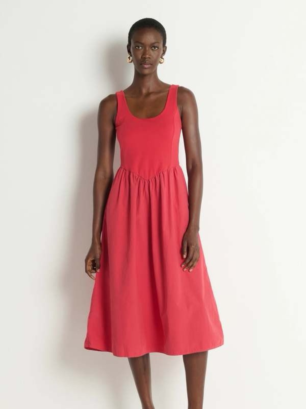 Nation Los Angeles Fiona Basque V Waist Midi Dress in Heartbeat Red Size M NEW - Picture 2 of 10